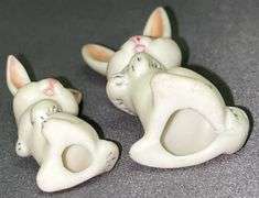 Porcelain  Rabbits and Goats - Some Damage, Chick Painted Egg Signed Fran anderson 1972