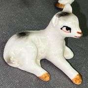 Porcelain  Rabbits and Goats - Some Damage, Chick Painted Egg Signed Fran anderson 1972