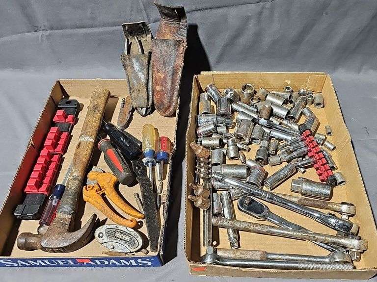 Tool Assortment Inc. Wood Handle Hammer, Craftsman Socket Wrench ...