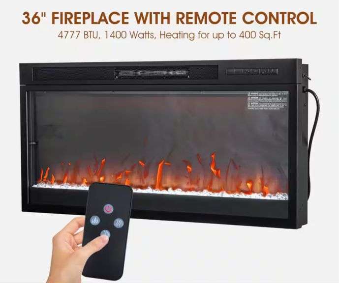 IHome Decor 36 in. Electric Fireplace Insert in Black - Metzger ...
