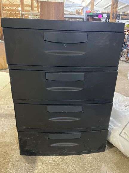 Hyper Tough 4-Drawer Black Plastic Storage Unit w/ Painting Supply ...