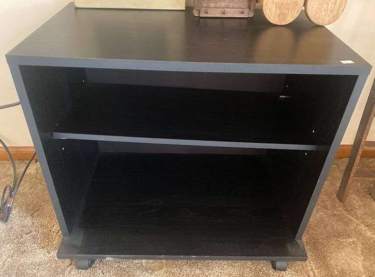 Black Rectangular Storage Cabinet with Two Shelves - Metzger Property ...