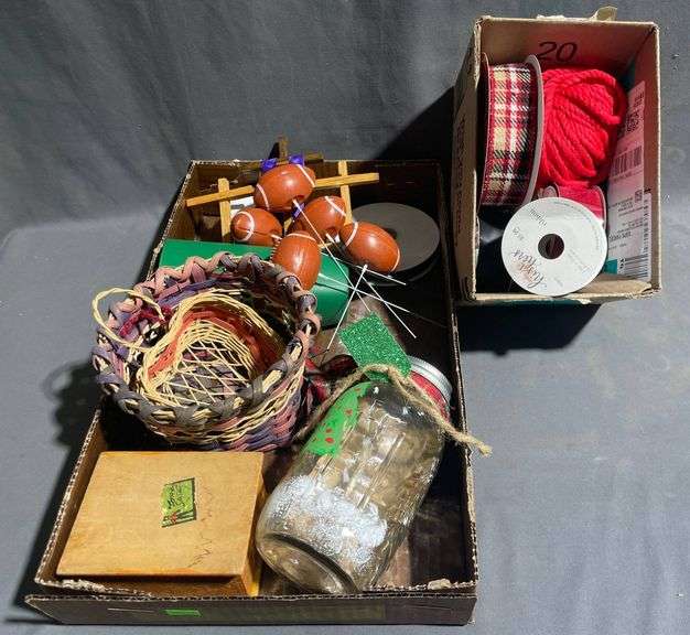 Craft Parcel Craft Supplies, Woven Baskets, Decorated Jar, and Wood Cross Display ...