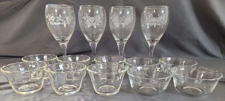 4- Avon Hummingbird 24% Lead Crystal Wine Goblets, 10 fire king glass ...
