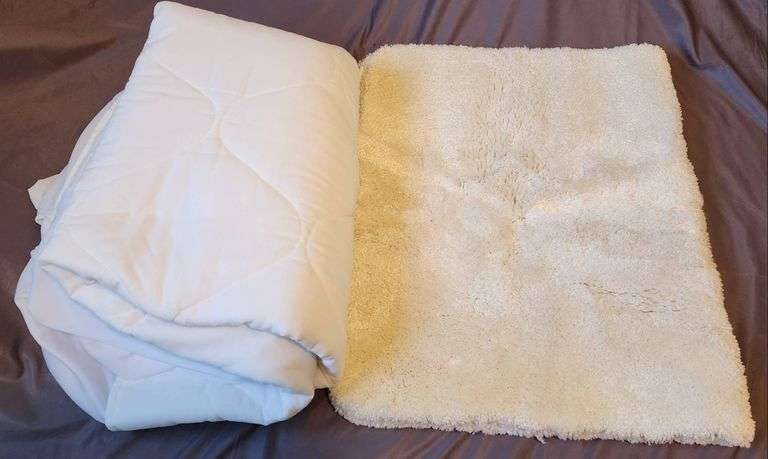 White Polyester Rug and Quilted Cover Set - Metzger Property Services, LLC