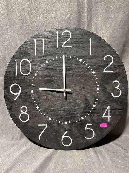 Round Wall Clock with Black Face and White Numerals 15-Inch - Metzger ...