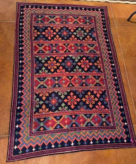 Handwoven Geometric Pattern Wool Rug, 46.5”x70” - Metzger Property ...
