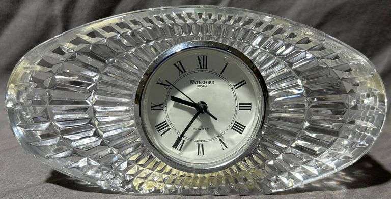 Oval Cut Crystal Desk Clock with Roman Numerals - Metzger Property ...