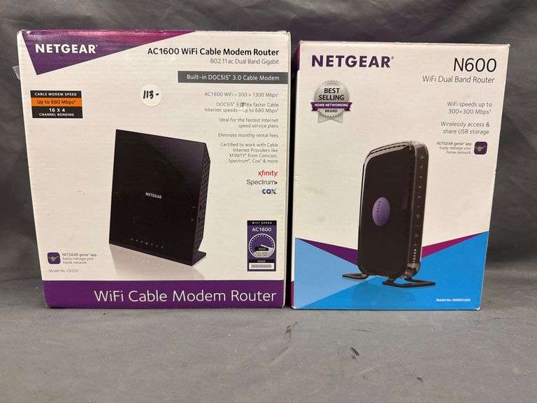 Netgear AC1600 WiFi Cable Modem Router and Netgear N600 WiFi Dual Band ...