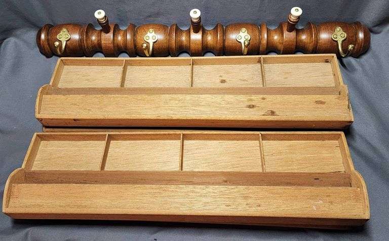 Maple Tray Rack Tell City Chair Co. Maple Wall-Mounted Rack and Four Storage Trays ...