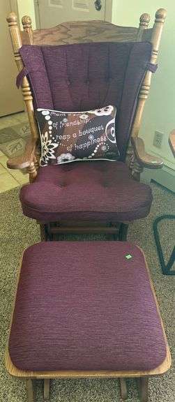 Oak-Frame Glider Rocking Chair with Matching Ottoman - Metzger Property ...