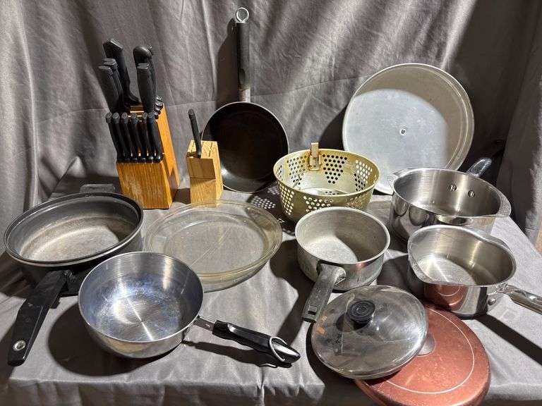 Pots, Pans, and Knives with Knife Blocks