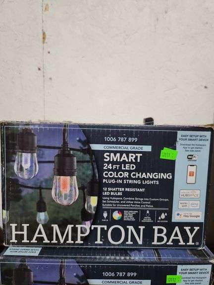 Hampton Bay Indoor/Outdoor 12-Light 24 ft. Smart Plug-in Edison Bulb ...