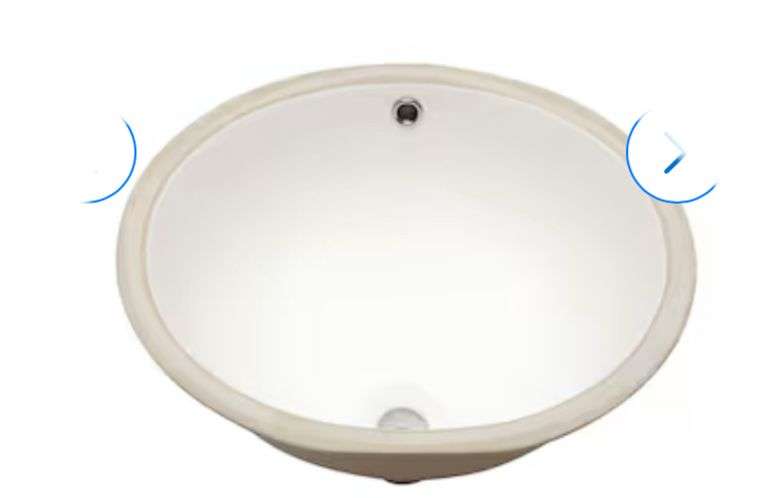Vanity Sink Ceramic 16-in Undermount OvalWhite Bathroom Sink