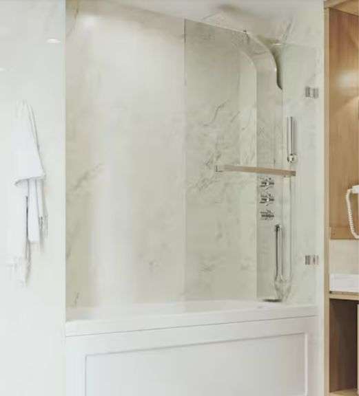 VIGO
Rialto 34 in. W x 58 in. H Pivot Frameless Tub Door in Chrome with 5/16 in. (8mm) Clear Glass