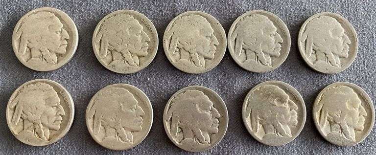 10- Buffalo Nickels, No Dates