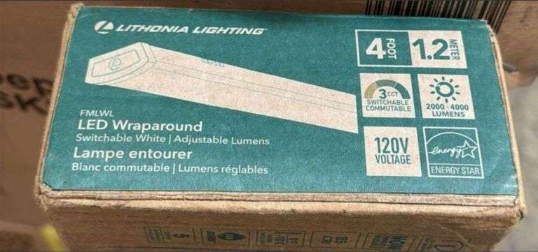 Lithonia Lighting 4 ft. 2000/3000/4000 Lumens Integrated LED White Low Profile Wraparound Light Fixture, 3000K/4000K/5000K