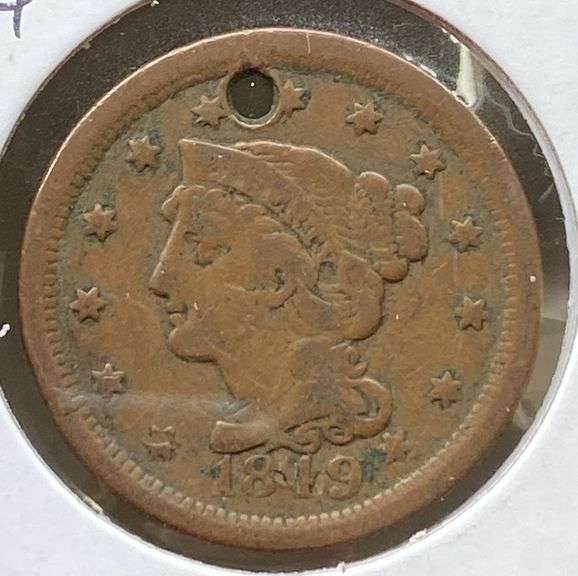 1849 Large Cent with Hole