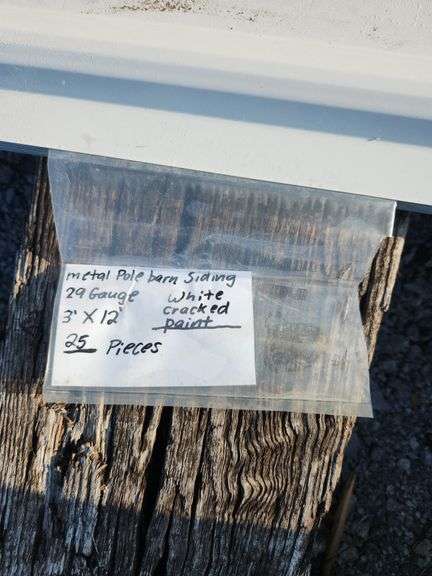 25- Metal Pole Barn Siding 29Gauge 3’x12’, White, Has Cracked Paint you are bidding times the money