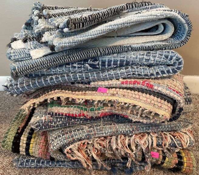 Seven Woven Rag Rugs in Various Sizes and Patterns - Metzger Property ...