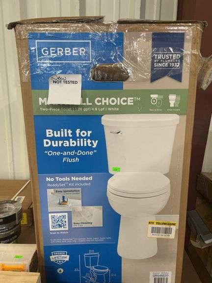 Gerber
Maxwell Choice 12 in. Rough-in 2 Piece 1.28 GPF Single Flush Round Chair Height Toilet in White with Soft Close Seat