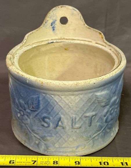 Blue and White Wall-Mount Salt Box