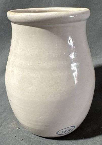Uhl Collectors Society Stoneware Jar with Blue Logo, Huntingburg, Indiana 1996
