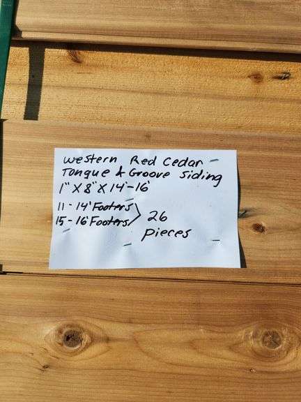 26 pieces Western red cedar tongue and groove siding 1“ x 8“ x 14‘ – 16 foot, 11–14 footers, 15–16 footers you are bidding times the money