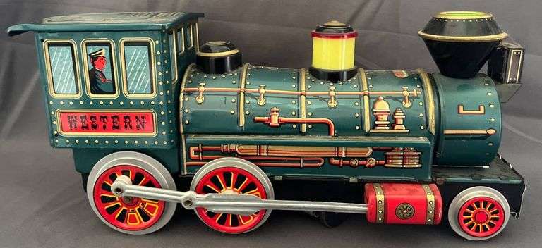 Battery Operated Tin Toy Locomotive by Modern Toys, Made in Japan