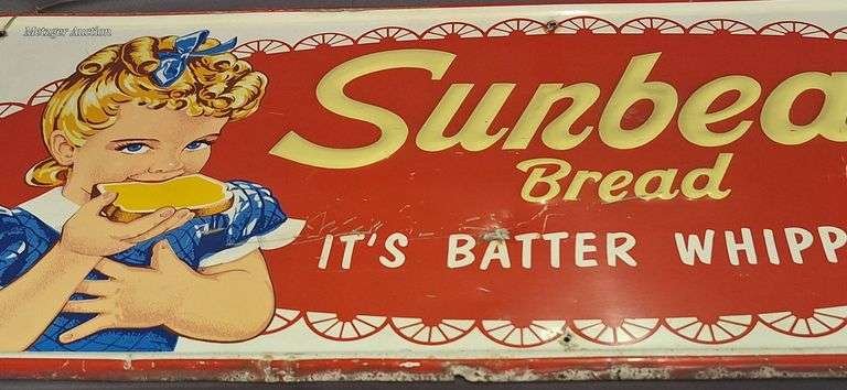 Embossed Tin Advertising Sign for Sunbeam Bread