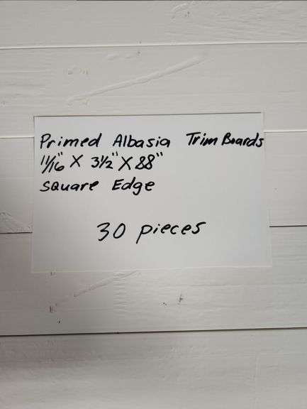 30 Piece primed Albasia Trim Boards 11/16” x 3-1/2” x 88” square edge white