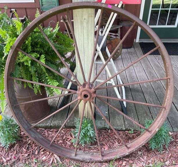 Cast Iron Wagon Wheel with Spoked Design 46”