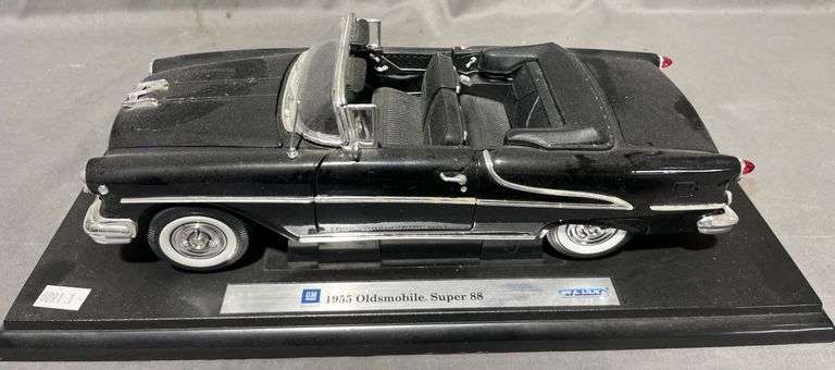1955 Oldsmobile Super 88 Convertible Diecast Model on Display Base