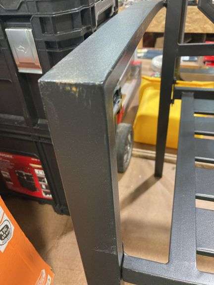 Patio Chair Stackable Black Metal Frame-some scuffs