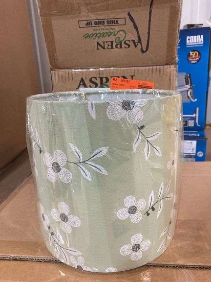 Aspen Creative Corporation
8 in. x 8 in. Light Green with White Printed Flower Pattern Drum/Cylinder Lamp Shade