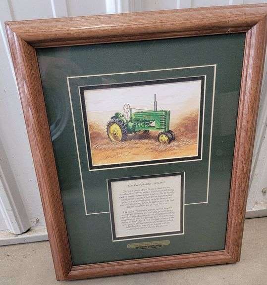 Framed John Deere MD H Tractor Artwork 13 x 16in.