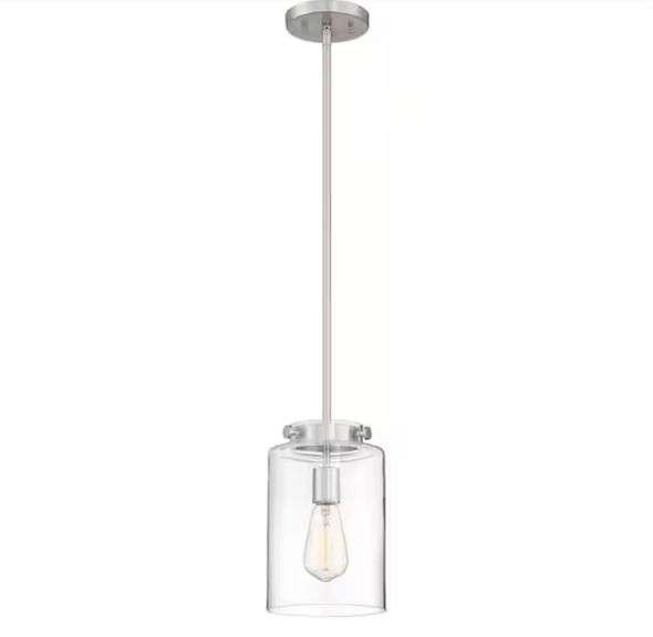 Hampton Bay
Mullins 6.75 in. 1-Light Brushed Nickel Mini Pendant with Clear Glass Shade