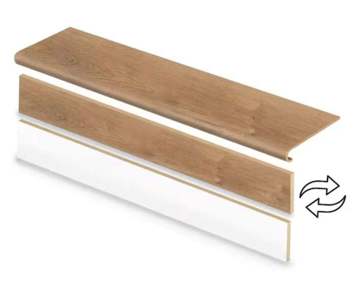 2- Cap A Tread
Lakeside Hill Oak 47 in. L x 12.15 in. W x 1.69 in. T Vinyl Stair Tread and Reversible Riser Kit