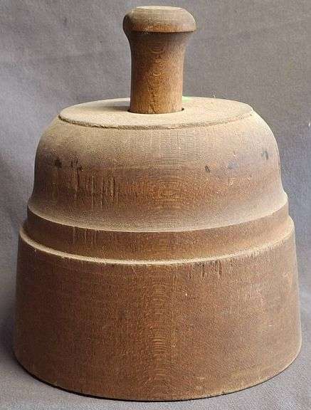 Carved Butter Mold with Handle and Geometric Star Design