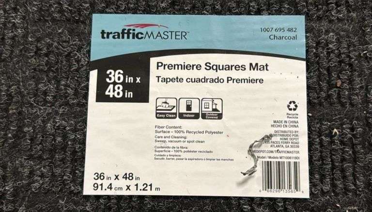 TrafficMaster Premiere Squares Charcoal 3 ft. x 4 ft. Needlepunch Indoor Commercial Door Mat