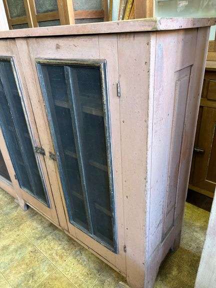 Two-Door Cabinet With Painted Finish and Mesh-Front Panels