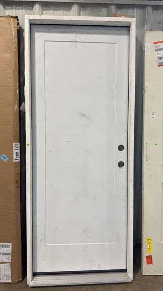 JELD-WEN
32 in. x 80 in. 1-Panel Craftsman Primed Steel Prehung Left-Hand Inswing Front Door has scuffs