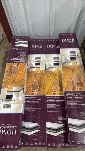 223 sq ft Home Decorators Collection
Hidden Canyon Hickory 12 mm T x 8 in. W Waterproof Laminate Wood Flooring(15.94 sq. ft./Case) you are bidding per square foot