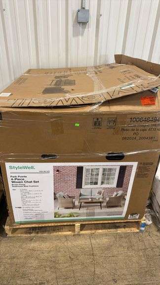 StyleWell
Park Pointe 4-Piece Wicker Patio Conversation Set with Seabreeze Blue Cushions
