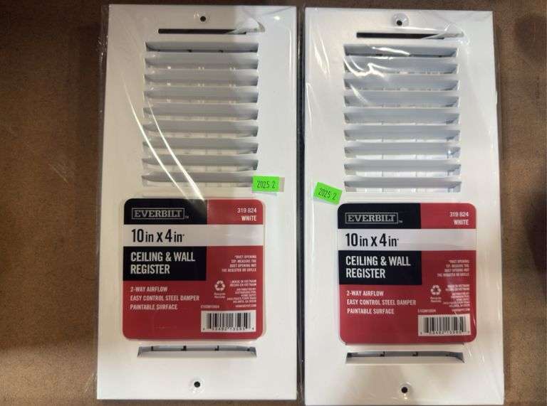2 - Everbilt 10” x 4” Ceiling & Wall Register