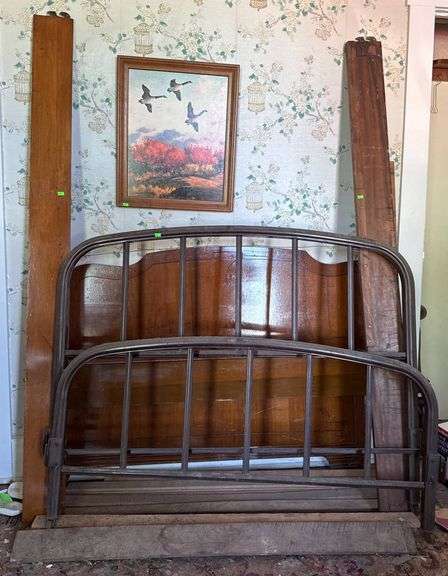 Metal and Wood Bed Frames, 42”x53” and 37”x52”