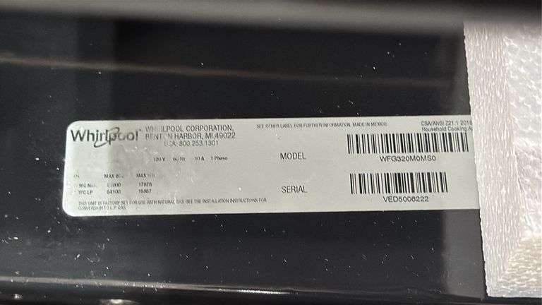 Whirlpool
30 in. 4 Burner Freestanding Gas Range in. Stainless Steel dented sold as is