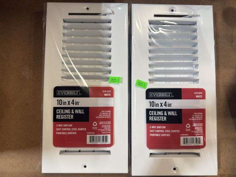 2 - Everbilt 10” x 4” Ceiling & Wall Register