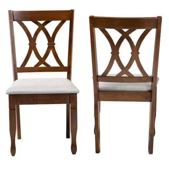 Baxton Studio
Augustine Grey and Walnut Brown Fabric Dining Chair (Set of 2)