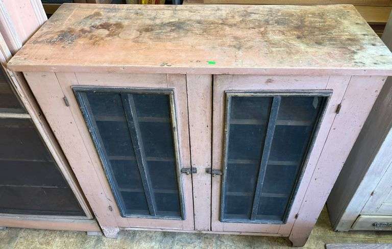 Two-Door Cabinet With Painted Finish and Mesh-Front Panels